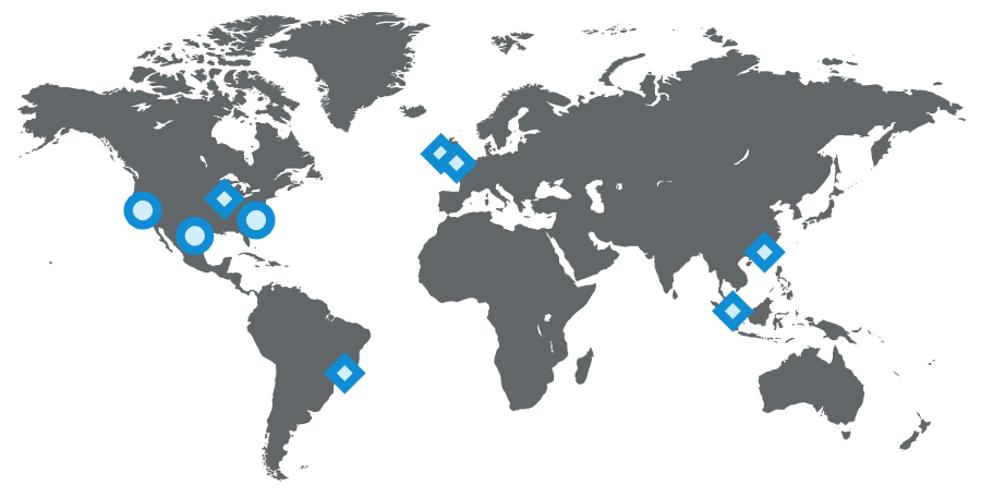 LinkedIn's operational setup as of 2015 (circles represent data centers, diamonds represent PoPs)